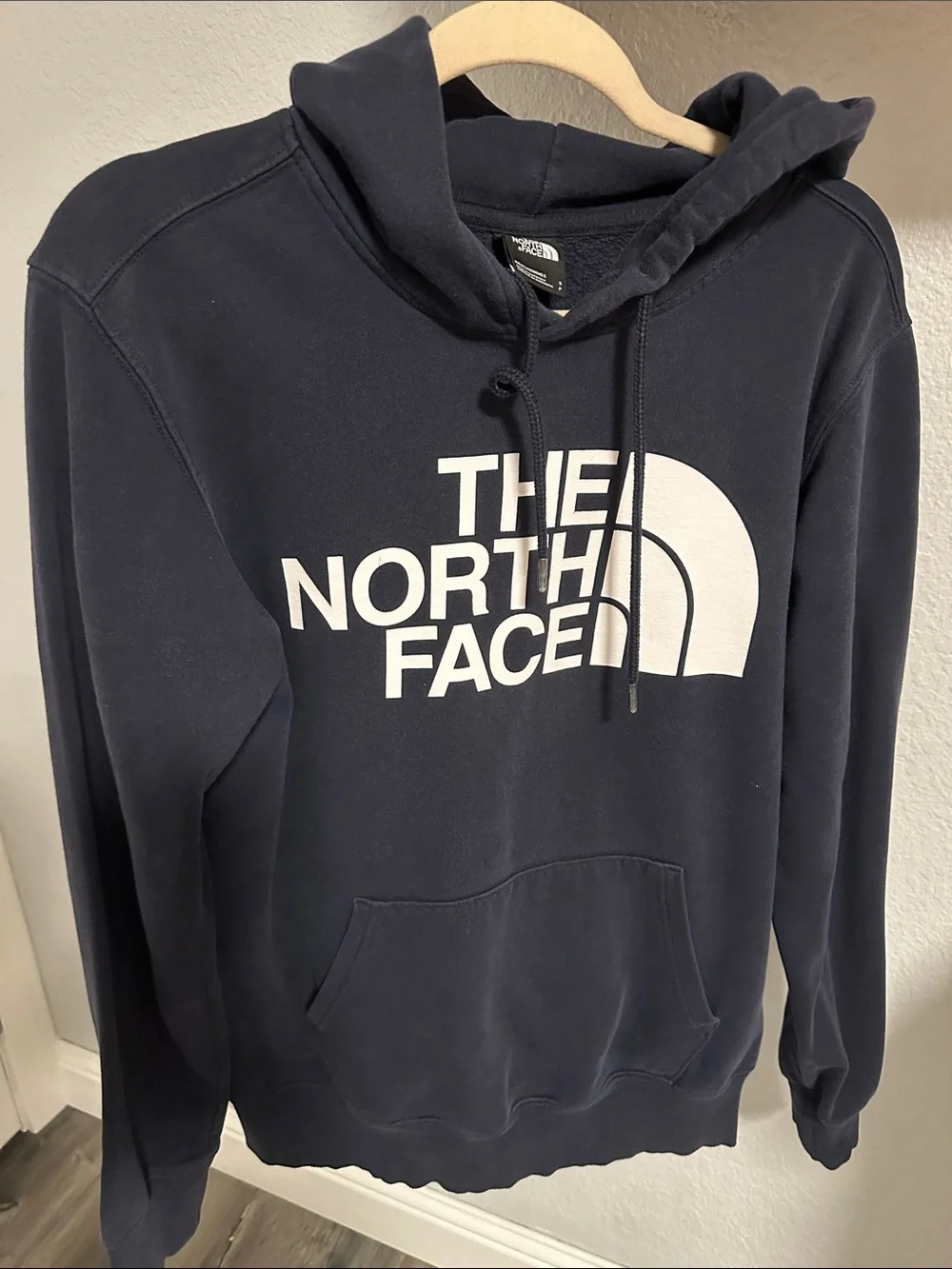 The North Face Men’s Navy Crewneck Hoodie with White Logo